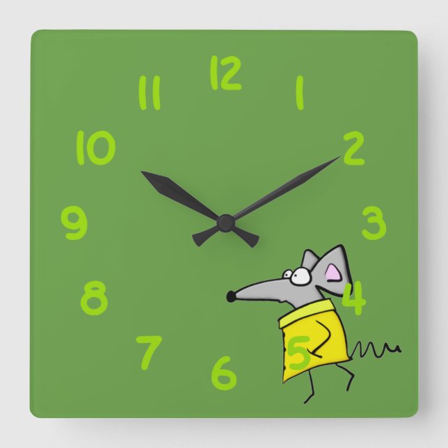 Horloge Carrée Le rat sur le trottoir (Recto)
