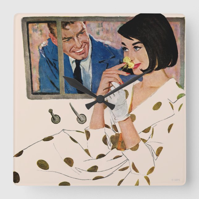 Horloge Carrée Le Rose d'or (Recto)