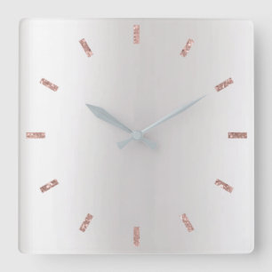 Horloge Carrée Le rose gris d'argent rougissent noir minimal rose