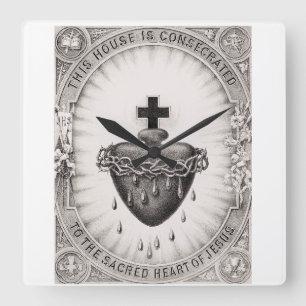 Horloge Carrée Le Sacré-Cœur de Jésus Symbole du Divin
