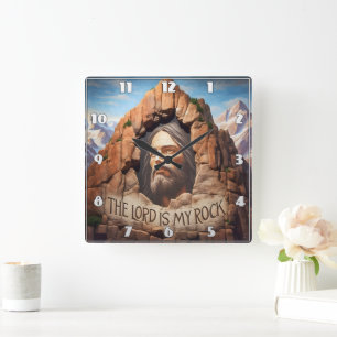 Horloge Carrée Le Seigneur Est Mon Rocher
