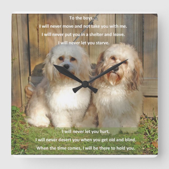 Horloge Carrée Le temps pour les garçons (Recto)