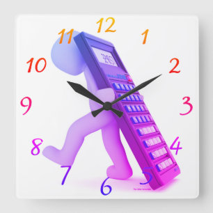 Horloge Carrée "Le transporteur de calculatrice"