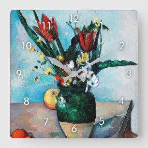 Horloge Carrée Le Vase des Tulipes, Paul Cezanne