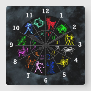 Horloge Carrée Le zodiaque signe ensemble