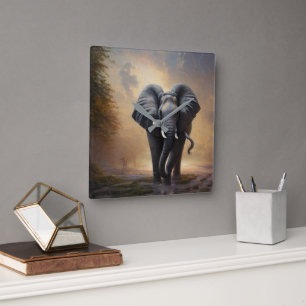 Horloge Carrée L'éléphant africain - Le roi