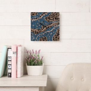 Horloge Carrée Léo Imprimé Animal Pailleté Glam 1