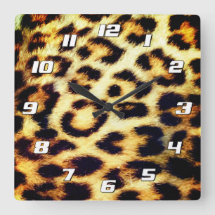 Horloge Carrée Léopard Cheetah Imprimer Fourrure Faux avec chiffr