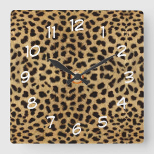 Horloge Carrée leopard skin print wild cat clock