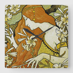 Horloge Carrée L'Ermitage Art Nouveau Floral