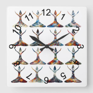 Horloge Carrée Les amis du yoga