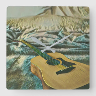 Horloge Carrée Les amoureux de guitare cadeaux