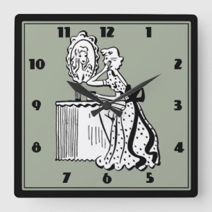 Horloge Carrée Les années 50 moderne du milieu du siècle Dames Bo