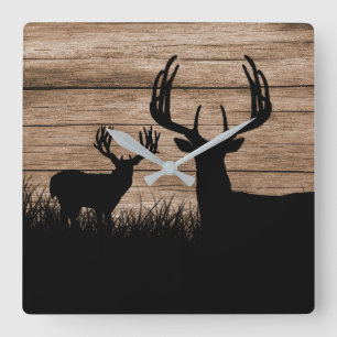 Horloge Carrée Les Antlers Russes De La Chasse De Buck