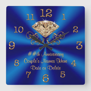 Horloge Carrée Les cadeaux d'anniversaire personnalisés Blue Gol