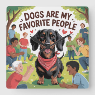 Horloge Carrée Les chiens sont mes personnes préférées