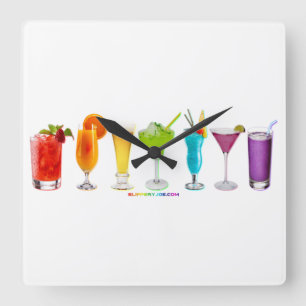 Horloge Carrée Les cocktails alcoolisés de SlipperyJoe pour la co