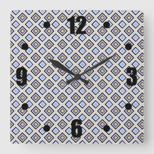 Horloge Carrée Les confettis bleus et gris modernes ajustent le