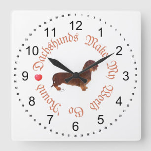 Horloge Carrée Les Dachshunds Font Mon Monde