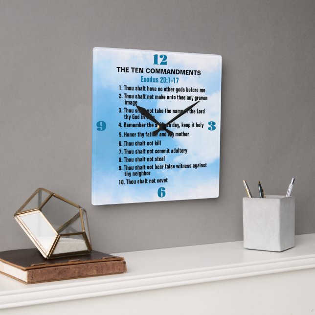 Horloge Carrée Les dix commandements (Bureau)