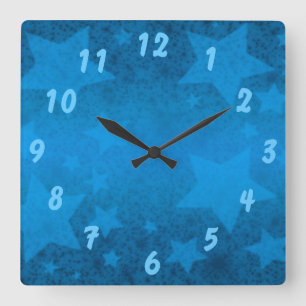 Horloge Carrée Les Étoiles Bleues Turquoises Dans Le Ciel