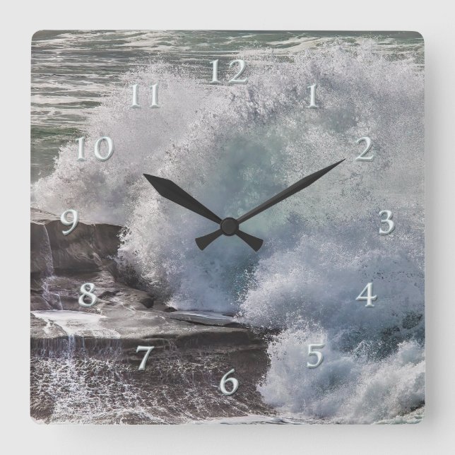 Horloge Carrée Les falaises du coucher du soleil éclaboussent les (Recto)