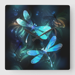 Horloge Carrée Les libellules du lac