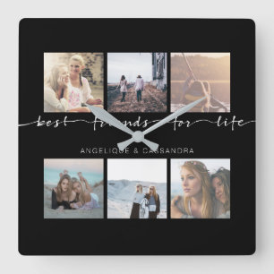 Horloge Carrée Les meilleurs amis de la vie Typographie Instagram