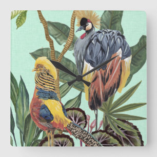 Horloge Carrée Les oiseaux au paradis - Les grands oiseaux
