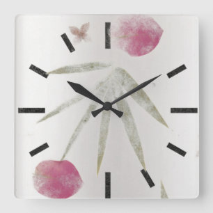 Horloge Carrée Les pétales floraux noirs argentés gris de