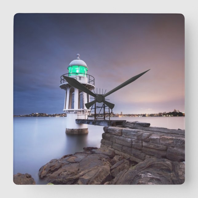 Horloge Carrée Les phares | Cremne Point Lighthouse Australie (Recto)