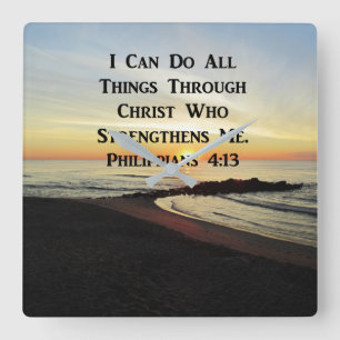 HORLOGE CARRÉE LES PHILIPPIENS QUI S'ATTAQUENT 4:13 SCRIPTURE VER
