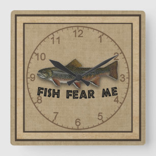 Horloge Carrée Les poissons drôles de pêcheur me craignent