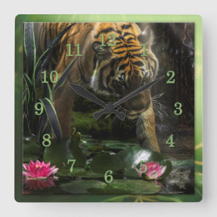 HORLOGE CARRÉE LES TIGRES DE LA PAIX SAUVAGE