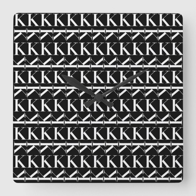 Horloge Carrée Lettre initiale monogramme K (Recto)