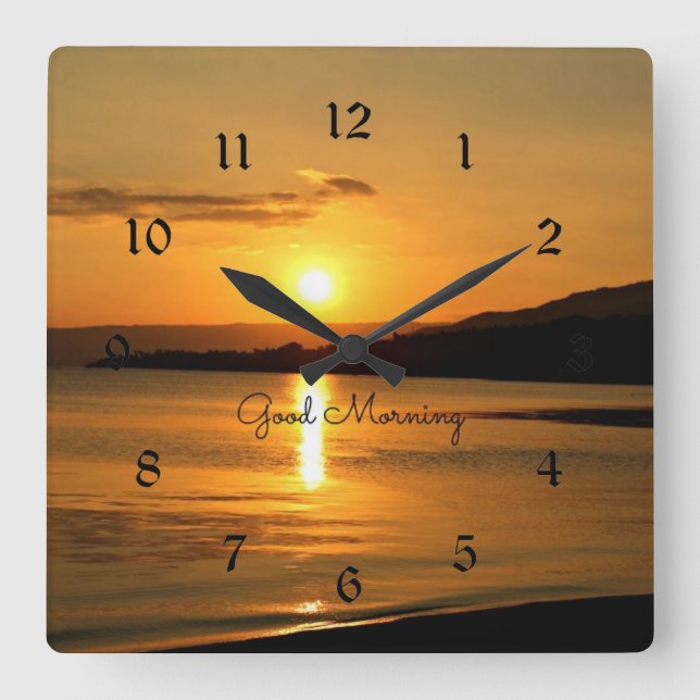 Horloge Carrée Lever du soleil - Bonjour (Recto)