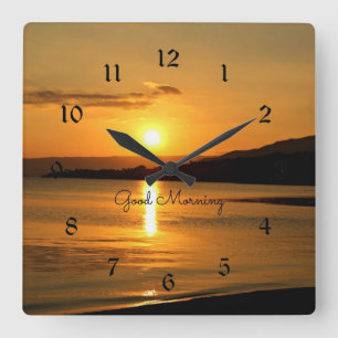 Horloge Carrée Lever du soleil - Bonjour