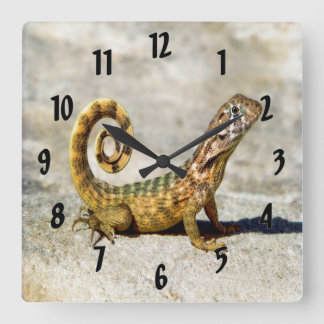 Horloge Carrée Lézard coupé la queue bouclé