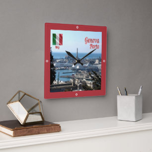 Horloge Carrée LGR150 GENOA PORT, Ligurie, Italie,