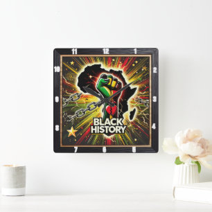 Horloge Carrée L'histoire noire avec l'autonomisation africaine S