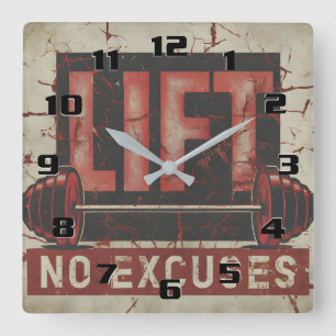 Horloge Carrée Lift No Excuses Awesome Motivational Home gym