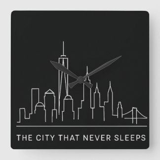 Horloge Carrée Lignes de minuit : NYC ne dort jamais