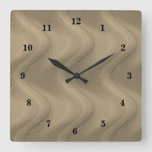 Horloge Carrée Lignes de Motif Abstrait à rayures ondulées 01