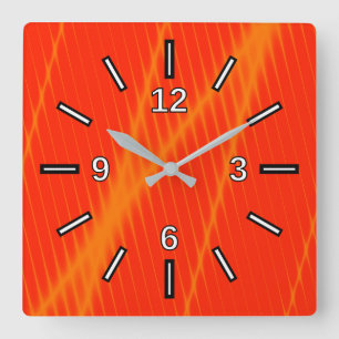 Horloge Carrée Lignes d'un Arrière - plan rouge à poutre laser 