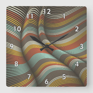 Horloge Carrée Lignes Flex Décoratives Courbées Inhabituelles