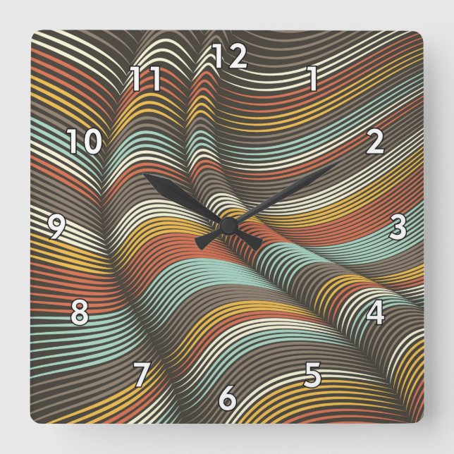 Horloge Carrée Lignes Flex Décoratives Courbées Inhabituelles (Recto)