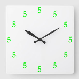 Horloge Carrée Lime Green Cinq oHorloge quelque part en blanc