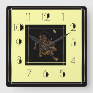 Horloge Carrée lion Art déco