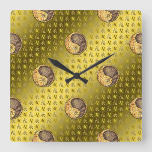 Horloge Carrée Lion & Dragon de Terre