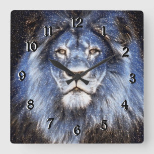 Horloge Carrée Lion Majestic Sparkle